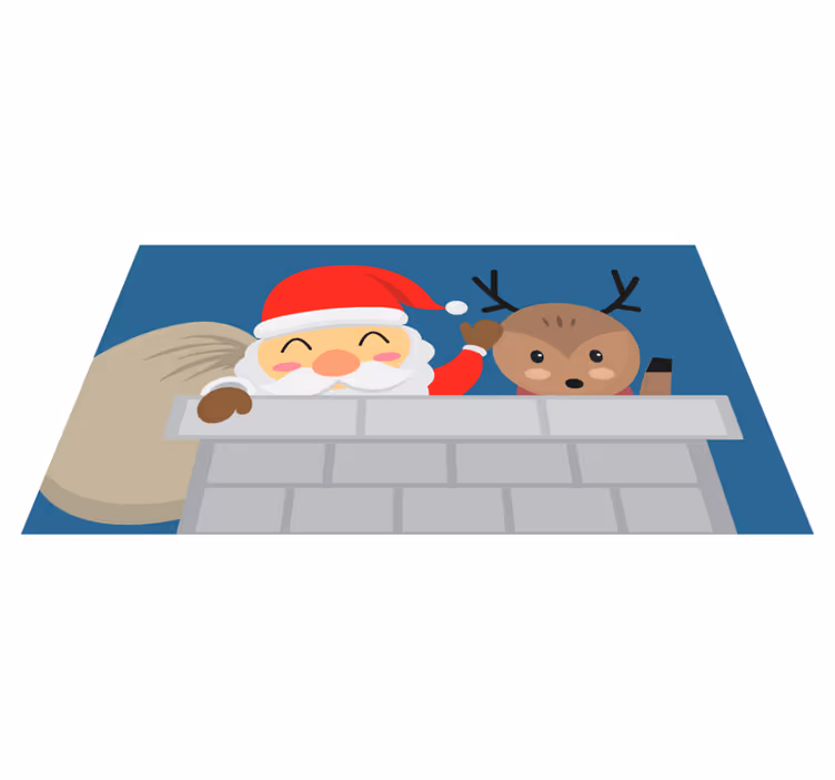 Alfombra vinílica navidad Mirando a santa y renos - TenVinilo