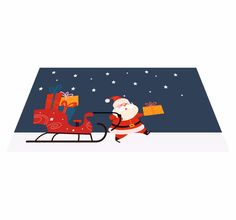 Alfombra vinílica navidad Trineo de dibujos animados con regalos  - TenVinilo