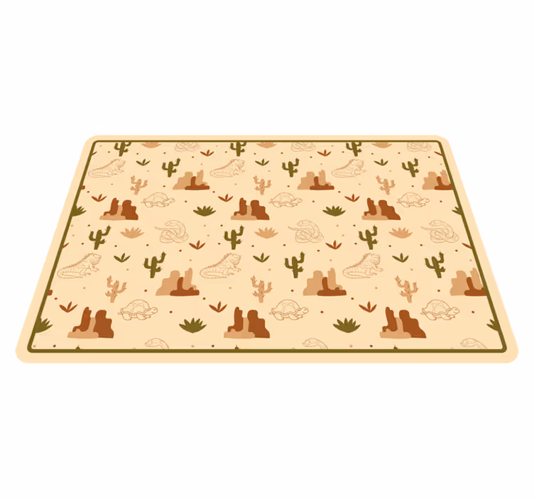 Alfombra vinílica carretera paisaje de animales del desierto - TenVinilo