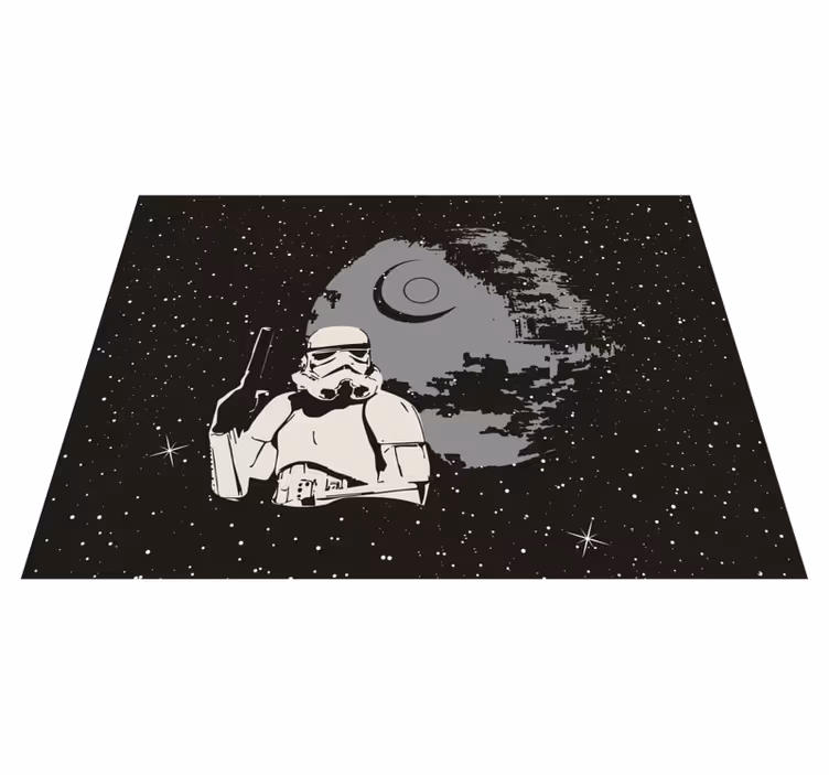 Alfombra vinílica infantil escena de stormtrooper espacial - TenVinilo