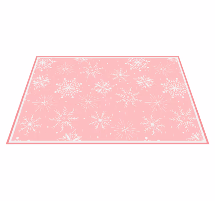 Alfombra vinílica navidad motivo de copo de nieve rosa - TenVinilo