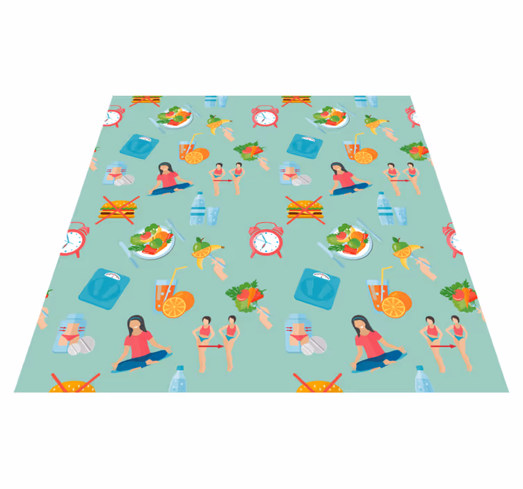 Alfombra vinílica infantil Íconos de vida saludable - TenVinilo