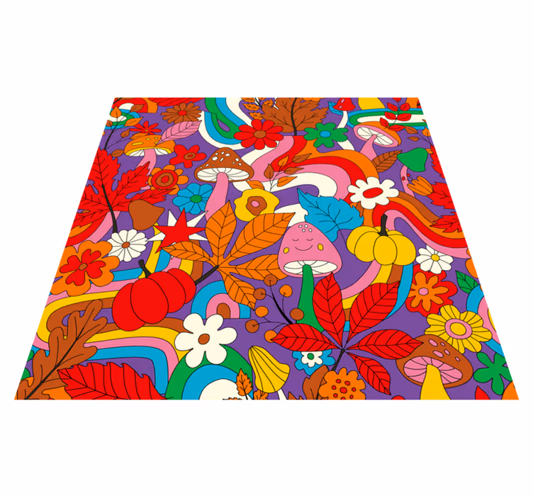 Alfombra vinílica flores diseño floral colorido - TenVinilo