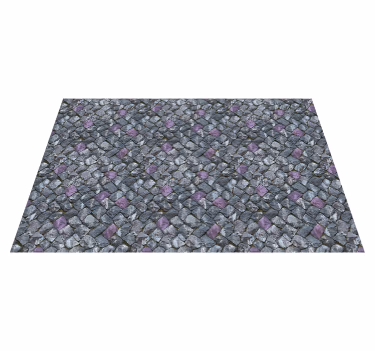 Alfombra vinílica imitación piedra camino pavimentado gris - TenVinilo