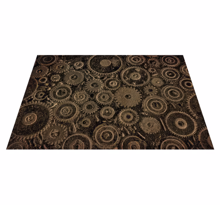 Alfombra vinílica imitación engranajes industriales - TenVinilo