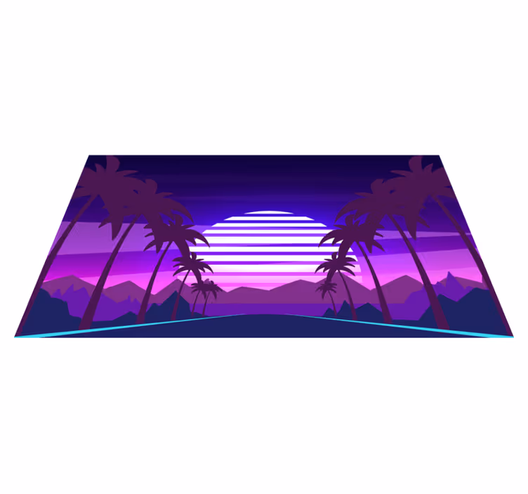 Alfombra vinílica moderna estética retro de atardecer - TenVinilo