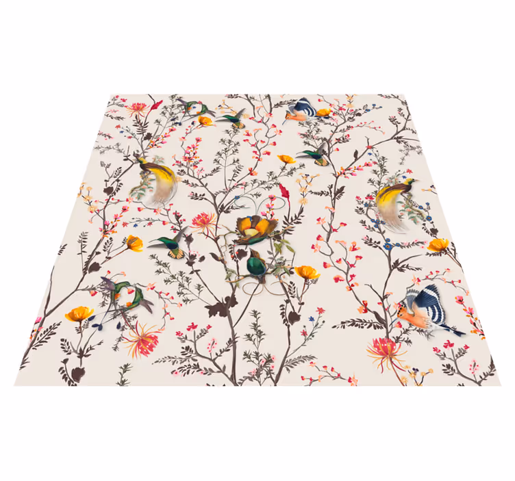 Alfombra vinílica vintage Diseño floral naturalista - TenVinilo