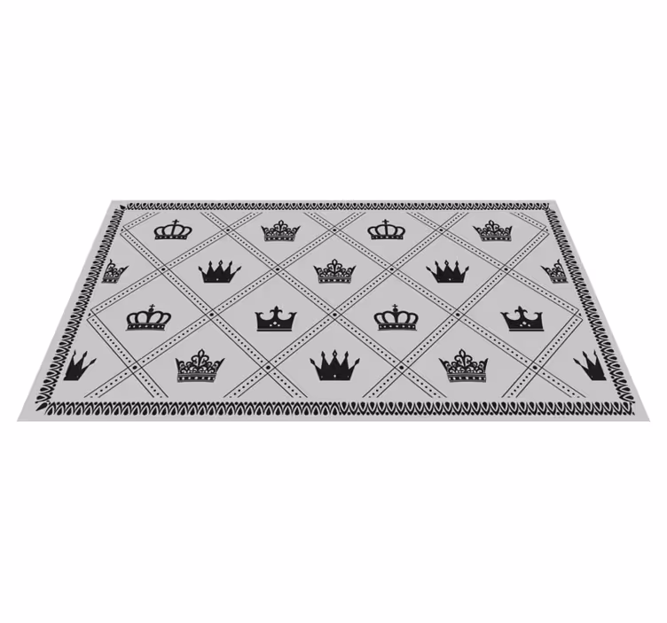 Alfombra vinílica gris patrón de corona monocromática - TenVinilo