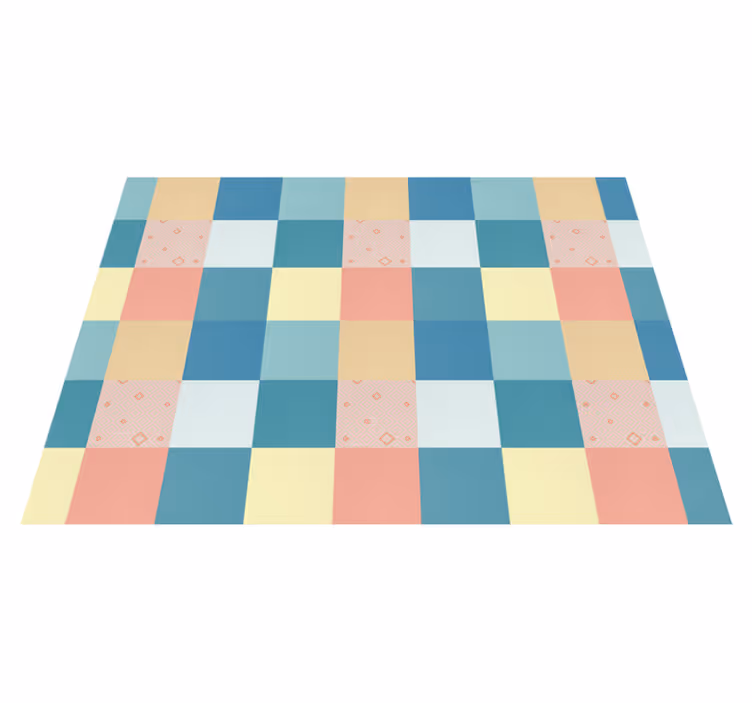 Alfombra vinílica geométrica tablero a cuadros pastel - TenVinilo