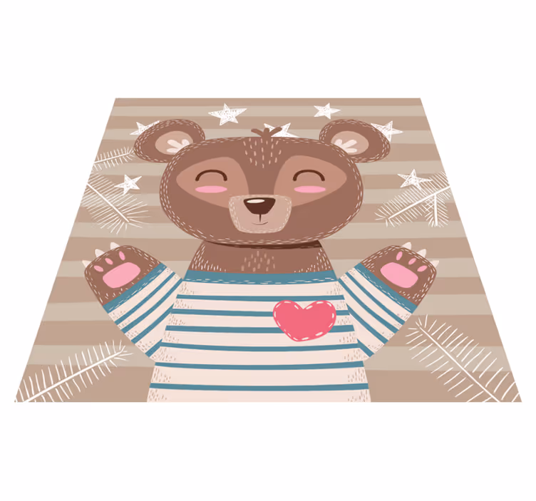Alfombra vinílica bebé ilustración de oso adorable - TenVinilo