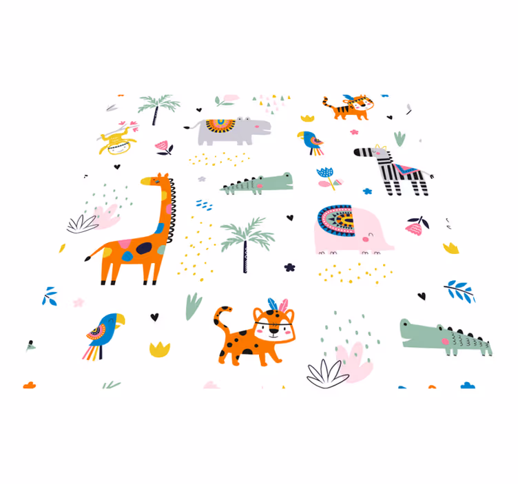 Alfombra vinílica bebé tema de safari alegre - TenVinilo