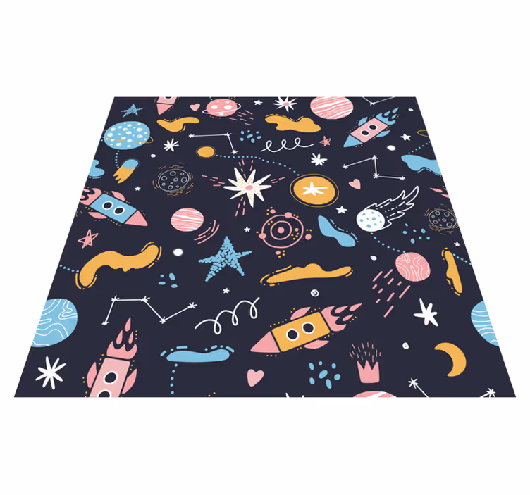 Alfombra vinílica infantil aventura espacial cósmica - TenVinilo