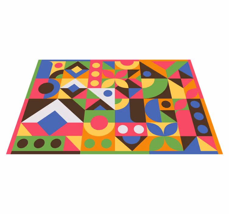 Alfombra vinílica geométrica salpicaduras de formas - TenVinilo