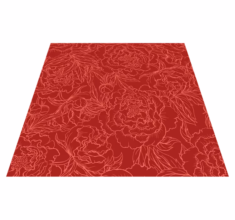 Alfombra vinílica flores patrón floral rojo - TenVinilo