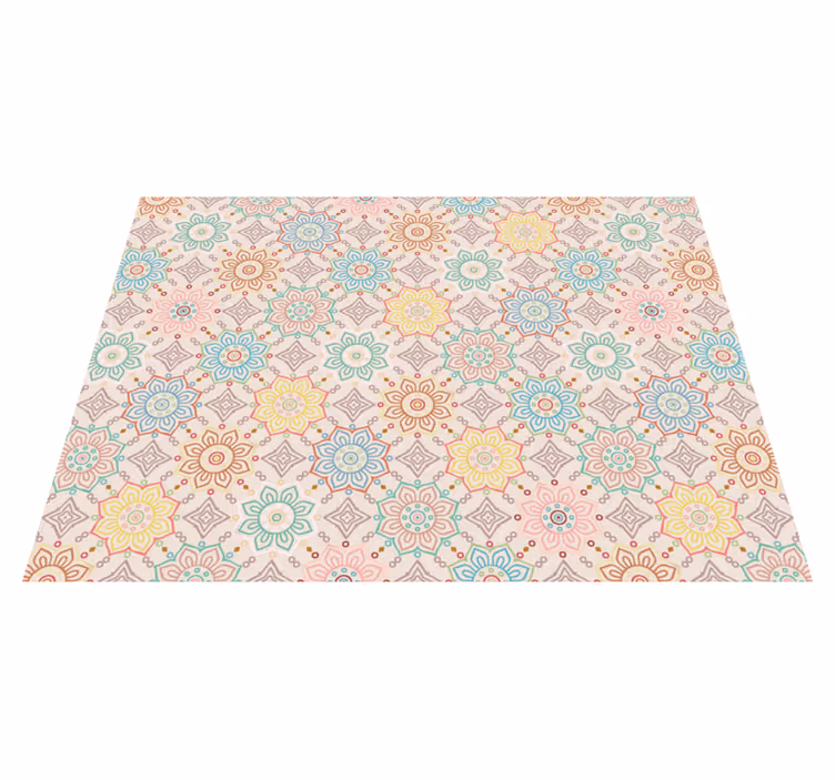 Alfombra vinílica flores patrón de mandala geométrico - TenVinilo