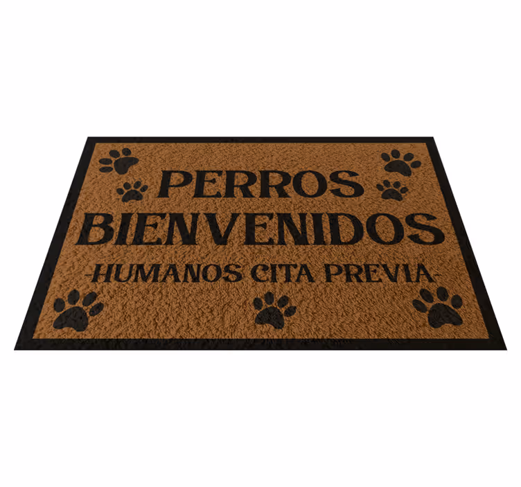 Alfombra vinílica con frase perros bienvenidos - TenVinilo