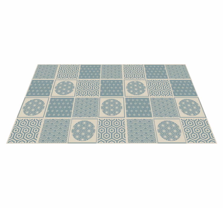 Alfombra vinílica hidráulica de bloques geométricos - TenVinilo