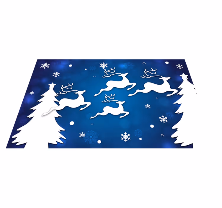 Alfombra vinilo navidad reindeer volando en un fondo azul - TenVinilo