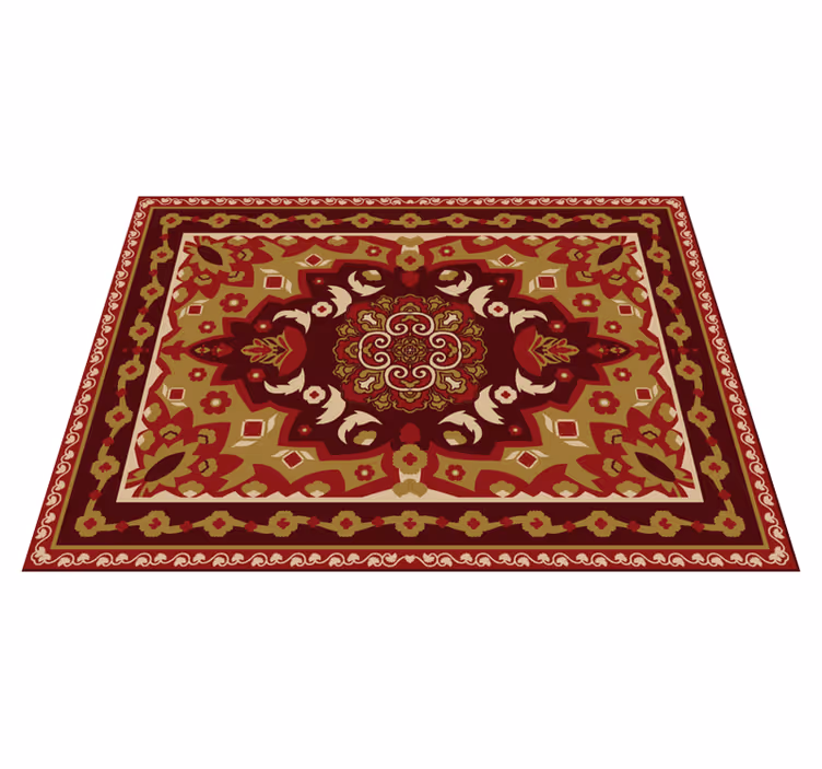 Alfombra vinílica comedor diseño floral geométrico vintage - TenVinilo