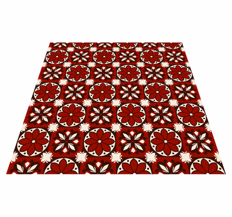 Alfombra vinílica roja patrón de azulejos antiguos - TenVinilo