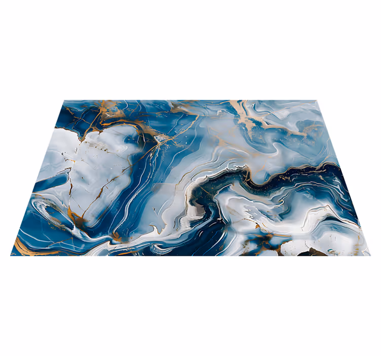 Alfombra vinílica imitación mármol azul marino y blanco - TenVinilo