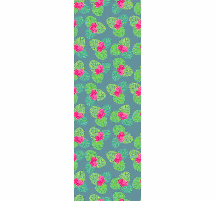 Papel tapiz flores hojas exóticas con flores - TenVinilo