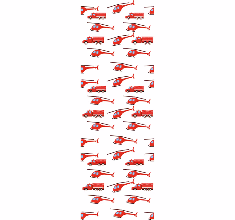 Papel tapiz infantil diversión con helicópteros rojos - TenVinilo