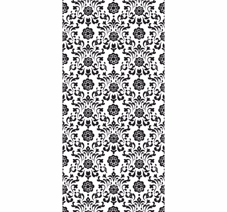 Papel tapiz floral clásico blanco y negro - TenVinilo