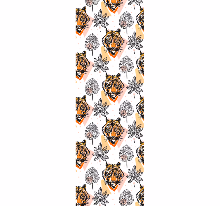 Papel tapiz animales elementos florales de tigre - TenVinilo