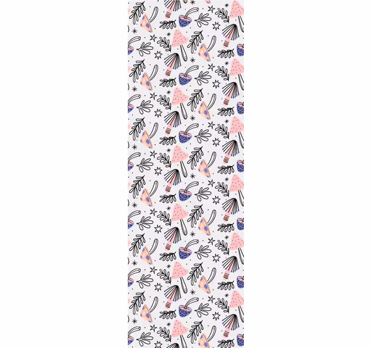 Papel tapiz naturaleza setas y flores clásicas - TenVinilo
