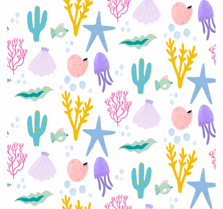 Papel tapiz para recámara dibujo de fondo marino - TenVinilo