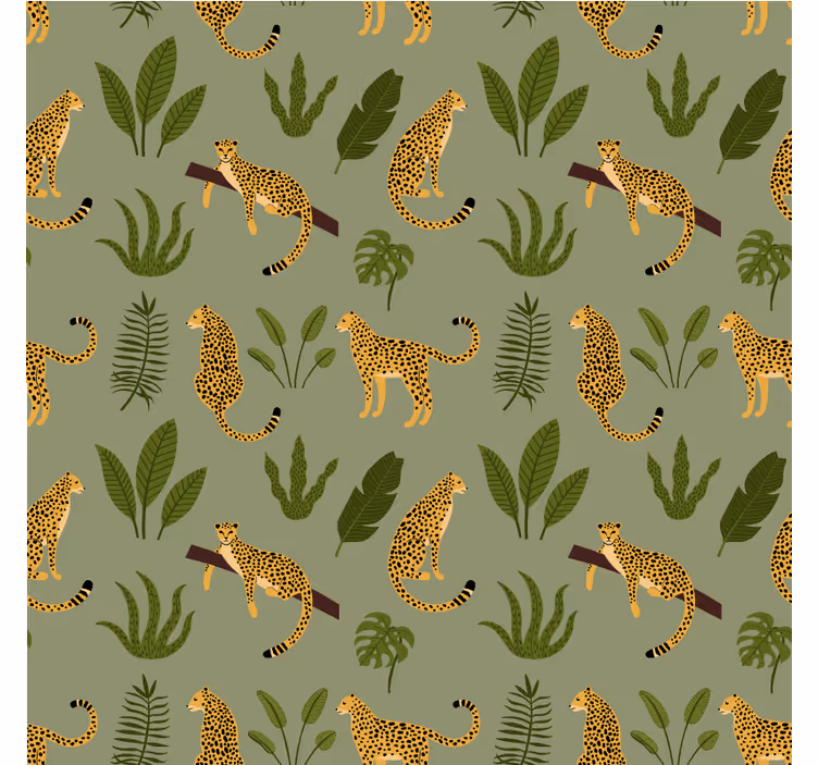 Papel tapiz para recámara diseño leopardo jungle floral - TenVinilo