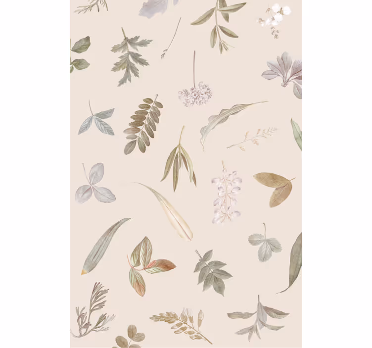 Papel tapiz hojas superposición de motivos florales - TenVinilo