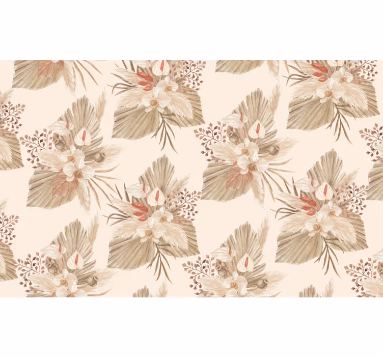 Papel tapiz para sala flores secas con pampas - TenVinilo