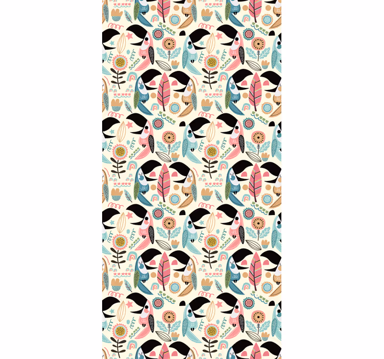 Papel tapiz para recámara diseño tucán tropical - TenVinilo