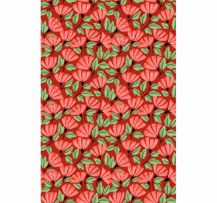 Papel tapiz para recámara superposición gráfica floral - TenVinilo