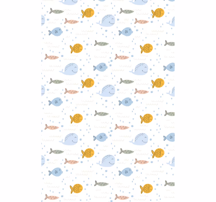 Papel tapiz animales pez de dibujos animados multicolor - TenVinilo