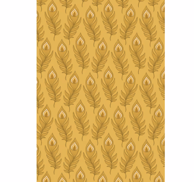 Papel tapiz animales pavo azul floral con flores doradas - TenVinilo