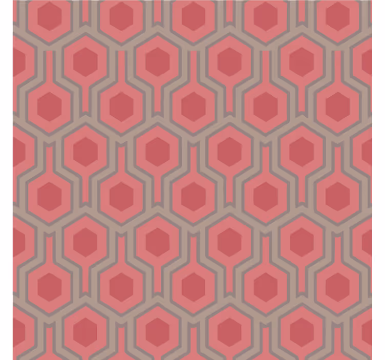Papel tapiz oficina hexágonos rosados de los 70 - TenVinilo