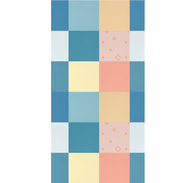 Papel tapiz comedor cuadrícula geométrica pastel - TenVinilo