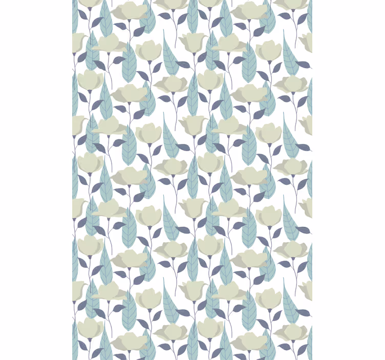 Papel tapiz nórdico patrón de plantas en colores pastel - TenVinilo