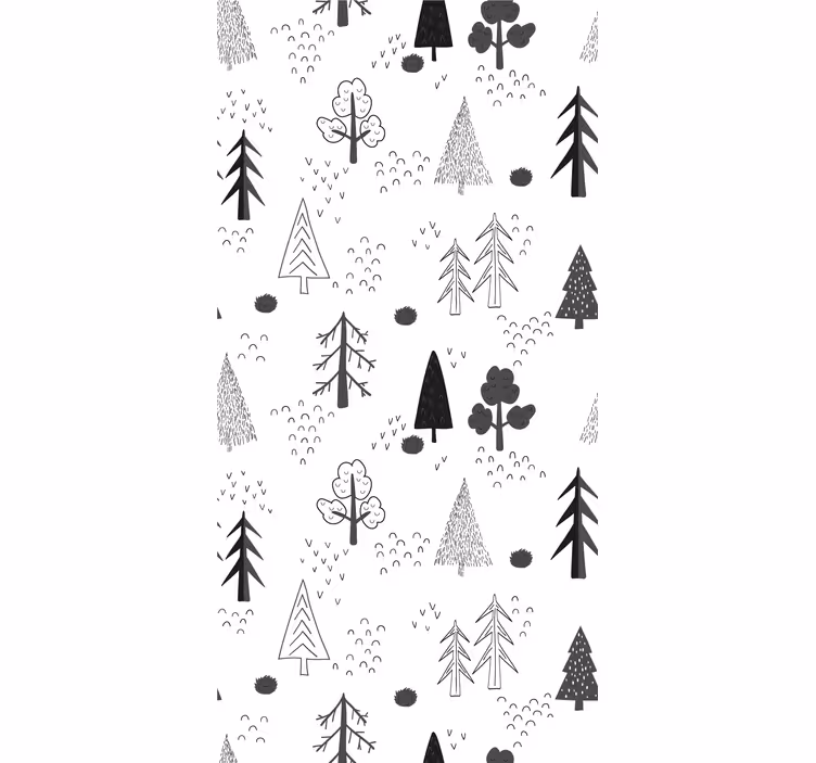 Papel tapiz nórdico árboles minimalistas blancos - TenVinilo