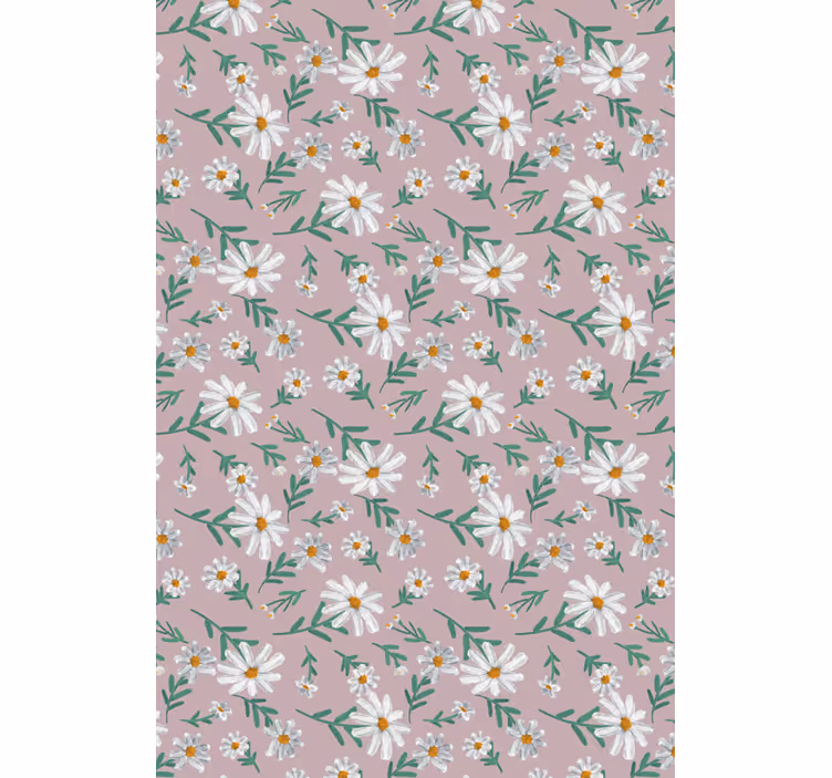 Papel tapiz para sala flor margarita rosa años 70 - TenVinilo