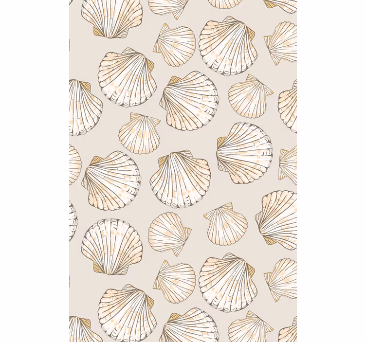 Papel tapiz para sala diseño de conchas marinas - TenVinilo