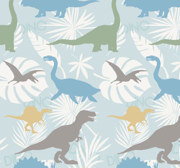 Papel tapiz dinosaurios en colores pastel - TenVinilo