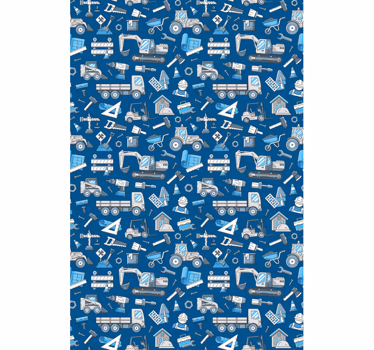 Papel tapiz infantil maquinaria de construcción - TenVinilo