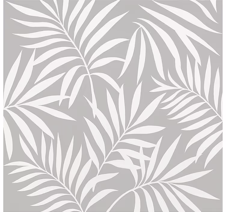 Papel tapiz baño hojas elegantes en gris - TenVinilo