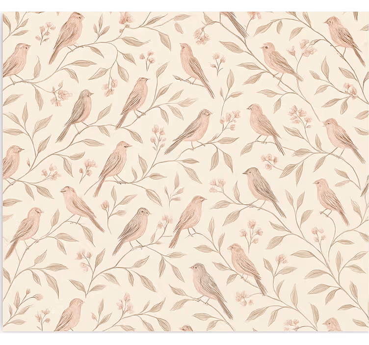 Papel tapiz juvenil sendero de aves vintage - TenVinilo