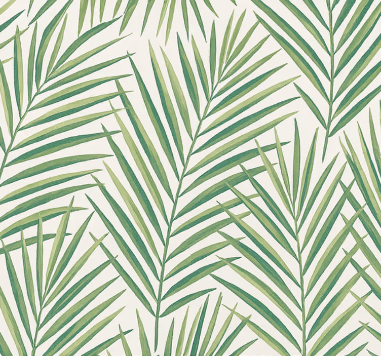 Papel tapiz para sala hojas verdes tropicales finas - TenVinilo