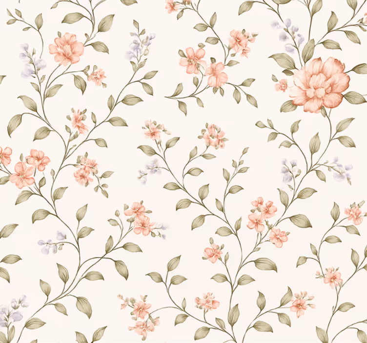 Papel tapiz para sala floral fantasioso - TenVinilo
